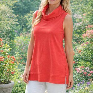 Pure Essence Bamboo Sleeveless Mock Neck Tunic – Coral Pink XS NWT